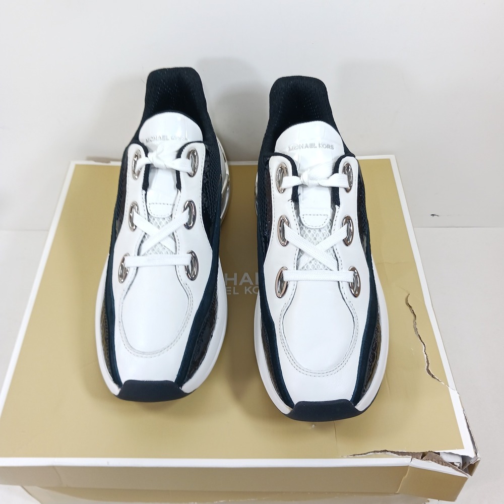 Michael Kors Toni Trainer Circular Air Mesh XL Black White Sneakers 9.5M - Picture 3 of 16